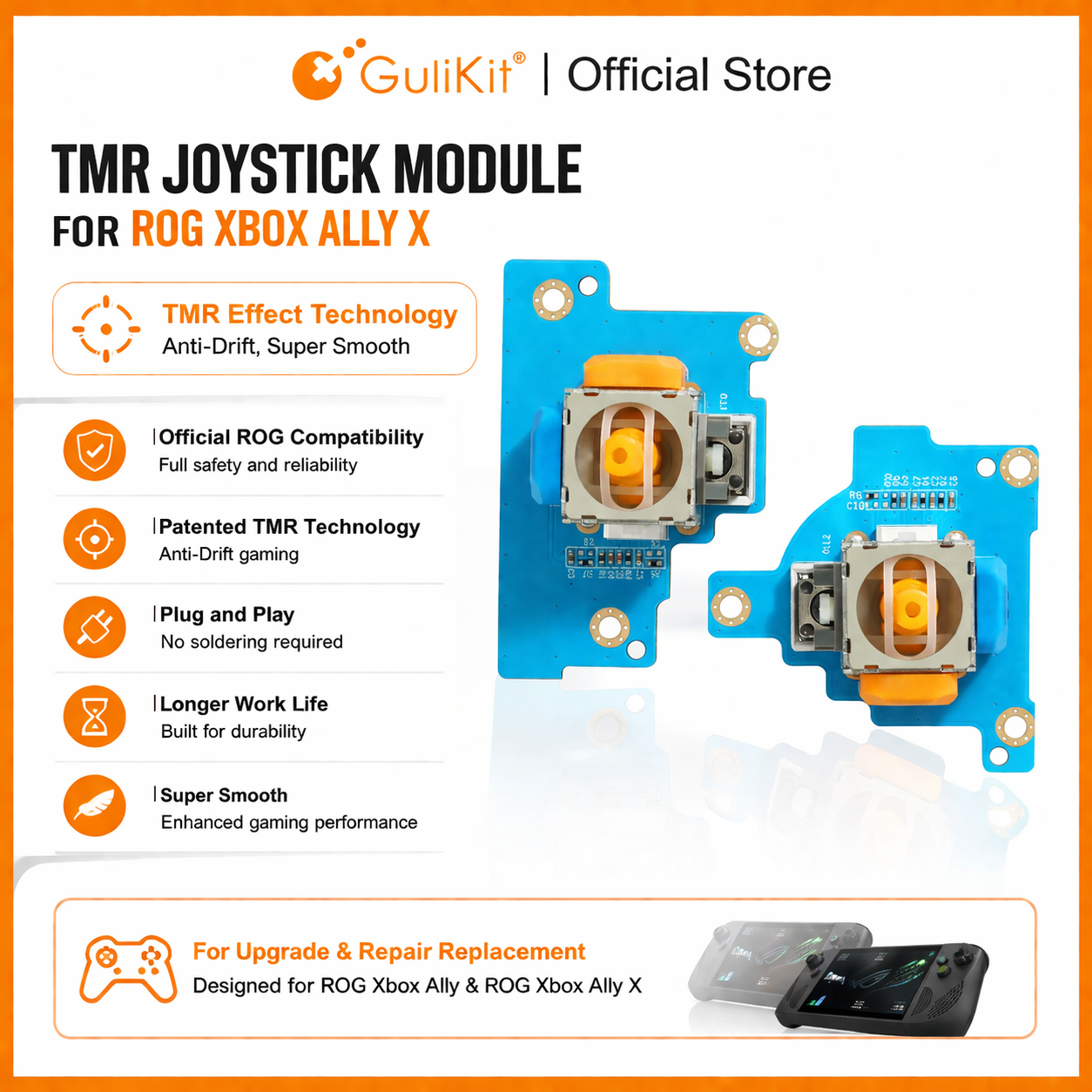 Gaming Console Repair - GuliKit TMR 전자기 조이스틱 모듈 ROG
